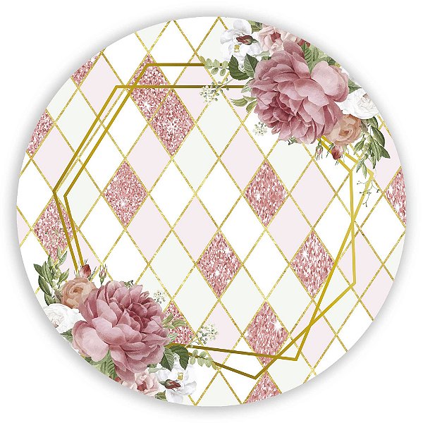 Painel Redondo - Floral Abstrato Mármore - Sublimado 3D