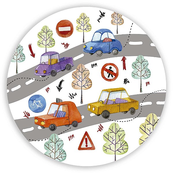 Painel Redondo - Carrinhos - Sublimado 3D