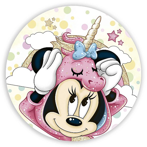 Painel Redondo - Minnie Unicórnio - Sublimado 3D