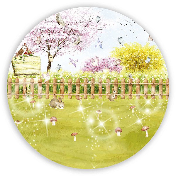 Painel Redondo - Jardim Aquarela - Sublimado 3D
