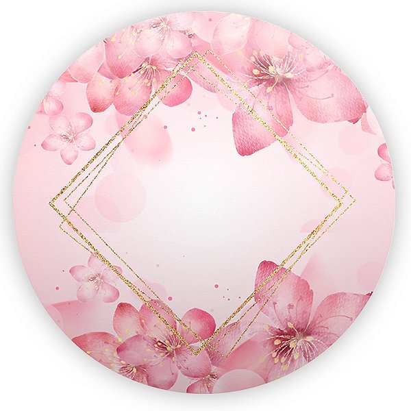 Painel Redondo - ores Rosa - Sublimado 3D
