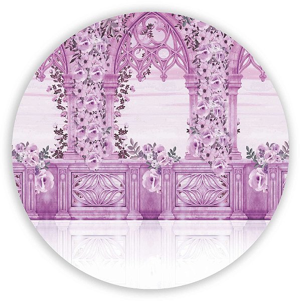 Painel Redondo - Fachada Castelo Rosa - Sublimado 3D