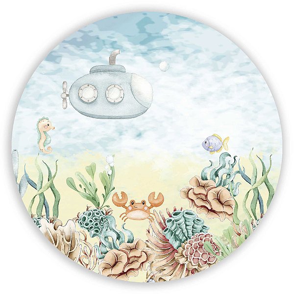 Painel Redondo - Fundo do Mar - Sublimado 3D