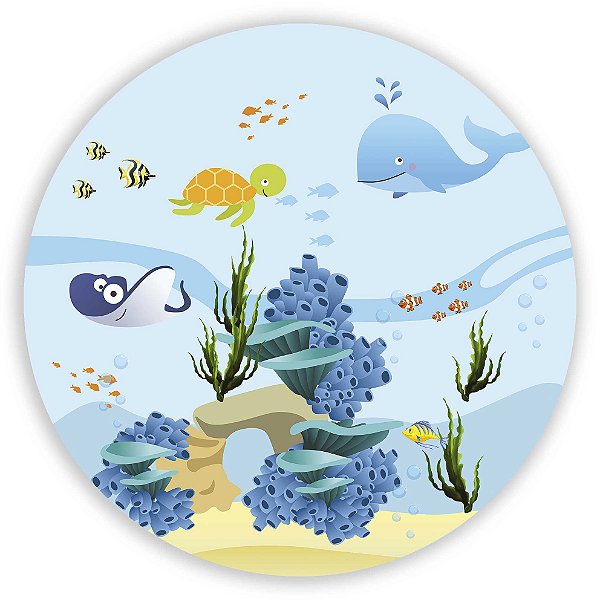 Painel Redondo - Fundo do Mar - Sublimado 3D