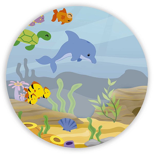 Painel Redondo - Fundo do Mar - Sublimado 3D