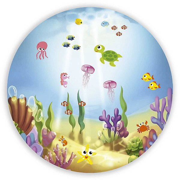 Painel Redondo - Fundo do Mar - Sublimado 3D