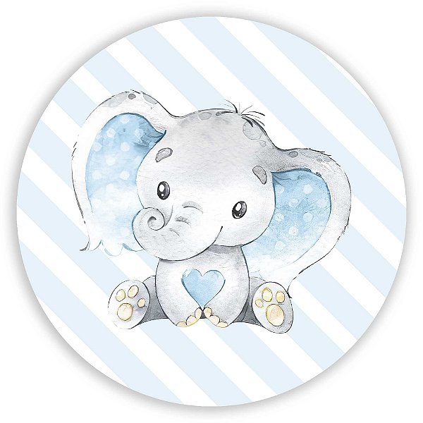 Painel Redondo - Elefantinhos (Chá Revelação) - Sublimado 3D