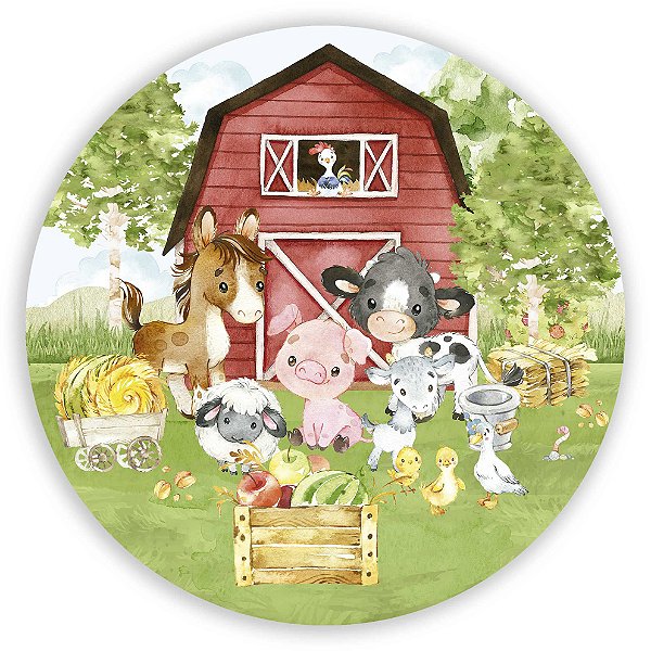 Mini Painel - Fazendinha Aquarela - Sublimado 3D