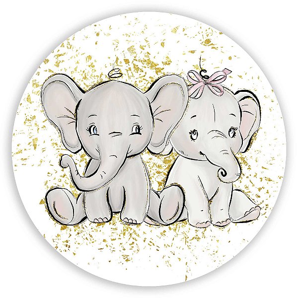 Mini Painel - Elefantinhos (Chá Revelação) - Sublimado 3D