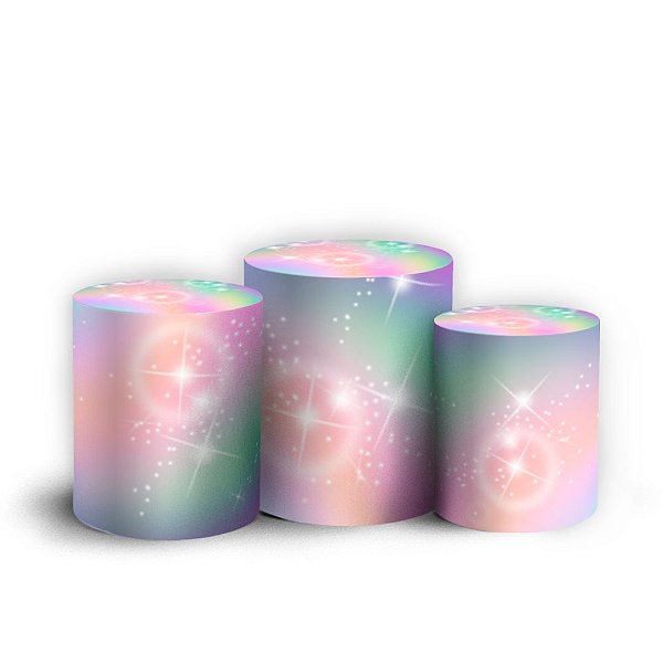 Trio Cilindro -  Arco Íris - Sublimado 3D + Elástico