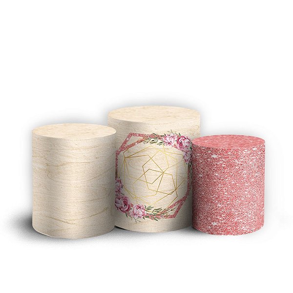 Trio Cilindro -  Arabesco Floral - Sublimado 3D + Elástico