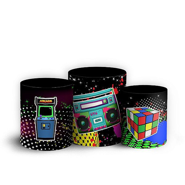 Trio Cilindro -  Anos 80 - Sublimado 3D + Elástico