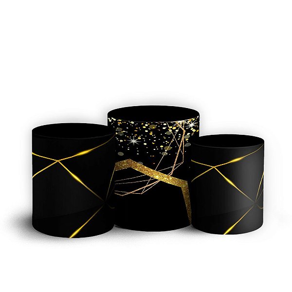 Trio Cilindro - Abstrato Glitter - Sublimado 3D + Elástico