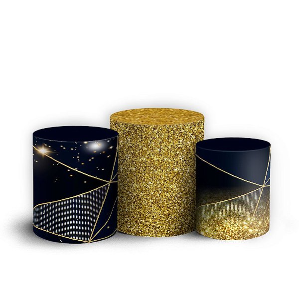 Trio Cilindro - Abstrato Glitter - Sublimado 3D + Elástico