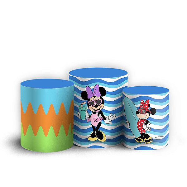 Trio Cilindro - Minnie Praia - Sublimado 3D + Elástico