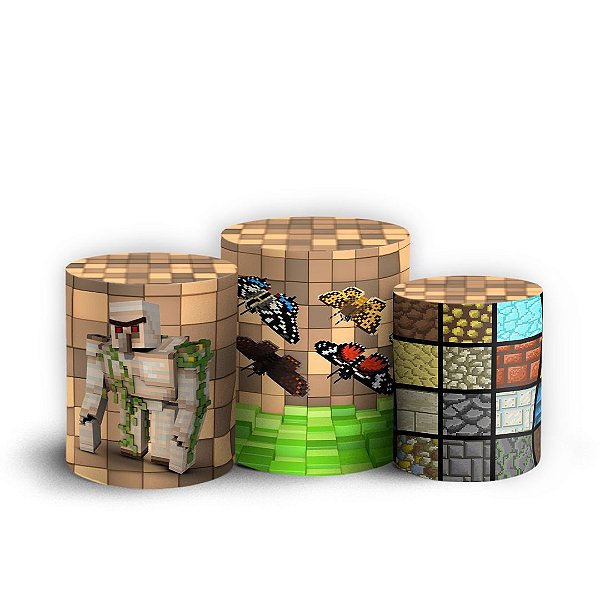 Trio Cilindro - Minecraft - Sublimado 3D + Elástico