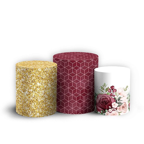 Trio Cilindro - Floral 43 - Sublimado 3D + Elástico