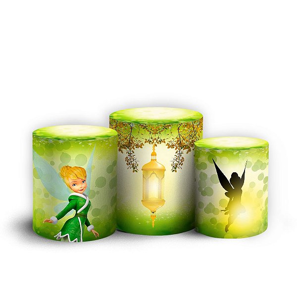 Trio Cilindro - Tinkerbell  Sininho - Sublimado 3D + Elástico