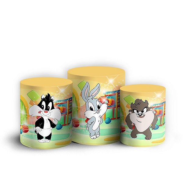 Trio Cilindro - Looney Tunes - Sublimado 3D + Elástico