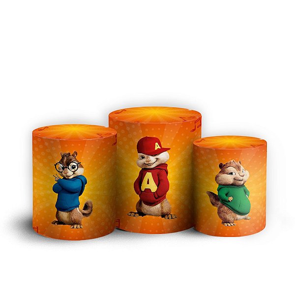 Trio Cilindro -  Alvin e os Esquilos - Sublimado 3D + Elástico