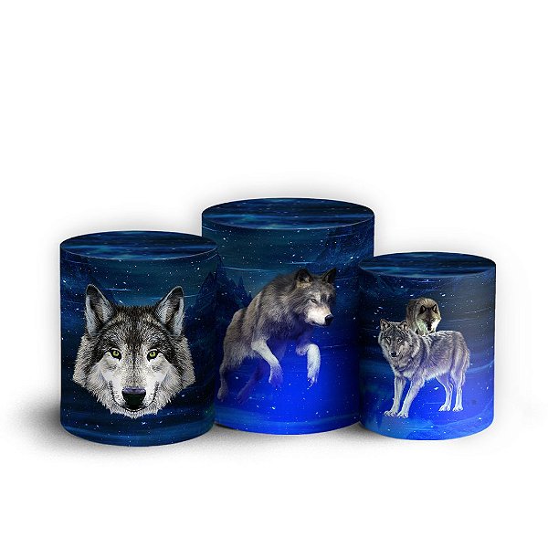 Trio Cilindro - Lobo - Sublimado 3D + Elástico