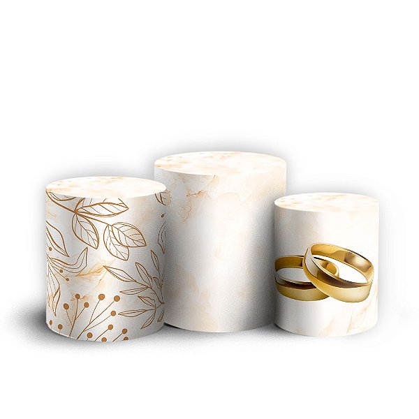 Trio Cilindro -  Bodas de Ouro - Sublimado 3D + Elástico
