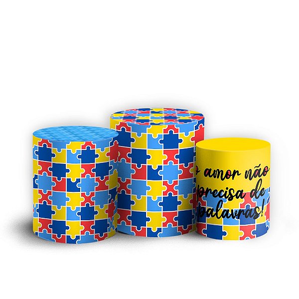 Trio Cilindro -  Autismo - Sublimado 3D + Elástico