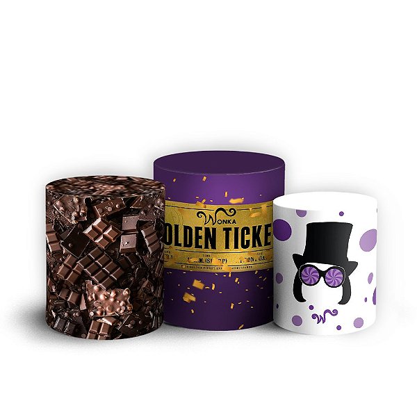 Trio Cilindro -  A Fantastica Fabrica de Chocolate - Sublimado 3D + Elástico