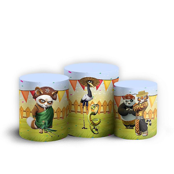 Trio Cilindro - Kung Fu Panda Junino - Sublimado 3D + Elástico