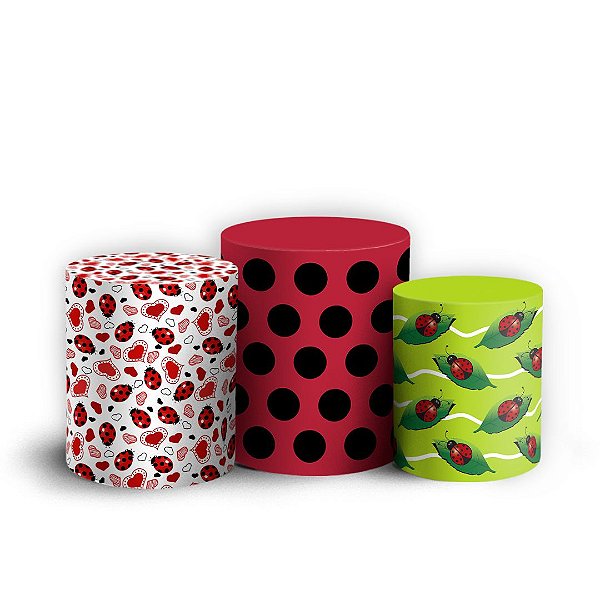 Trio Cilindro - Joaninha - Sublimado 3D + Elástico