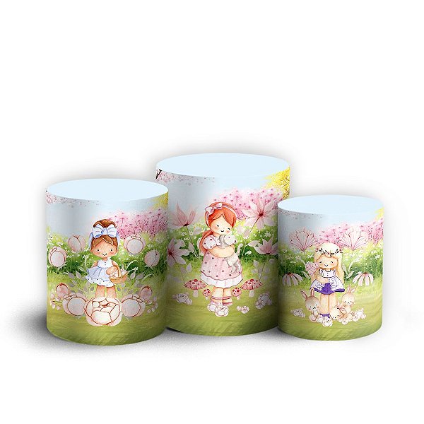 Trio Cilindro - Jardim Aquarela - Sublimado 3D + Elástico