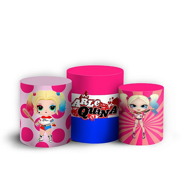 Trio Cilindro - Arlequina - Sublimado 3D + Elástico