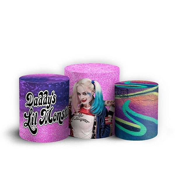 Trio Cilindro - Arlequina - Sublimado 3D + Elástico