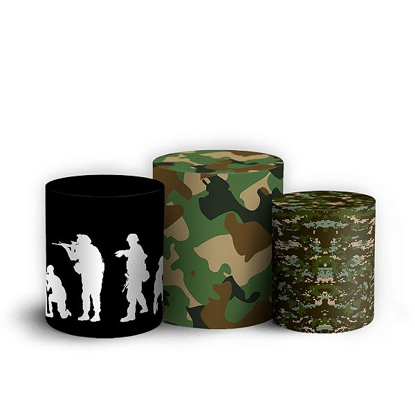 Trio Cilindro - Militar - Sublimado 3D + Elástico