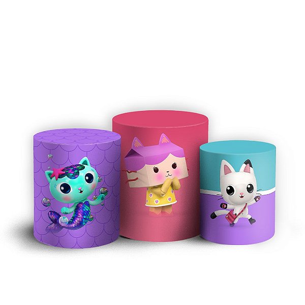 Trio Cilindro - Casa Magica da Gabby - Sublimado 3D + Elástico