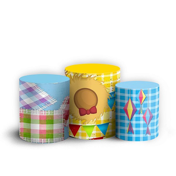 Trio Cilindro - Festa Junina - Sublimado 3D + Elástico