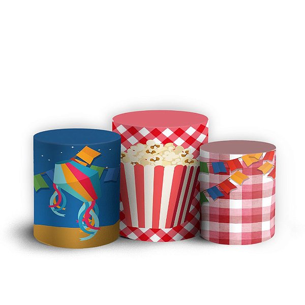 Trio Cilindro - Festa Junina - Sublimado 3D + Elástico