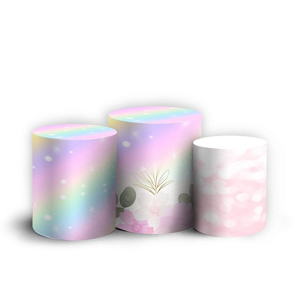 Trio Cilindro - Unicórnio - Sublimado 3D + Elástico