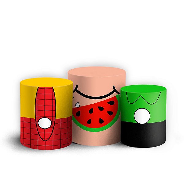 Trio Cilindro - Turma da Mônica - Sublimado 3D + Elástico