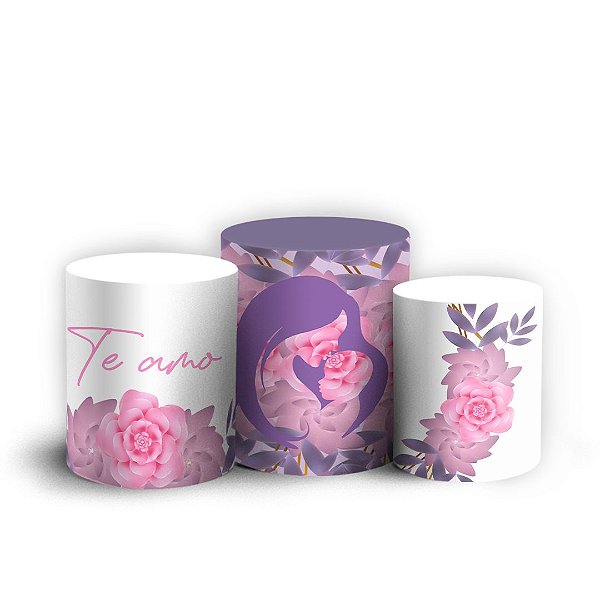 Trio Cilindro - Dia Das Mães - Sublimado 3D + Elástico