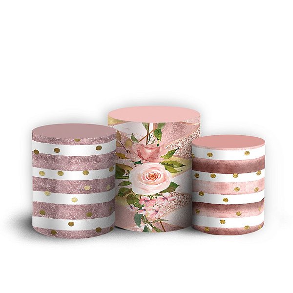 Trio Cilindro - Abstrato - Sublimado 3D + Elástico