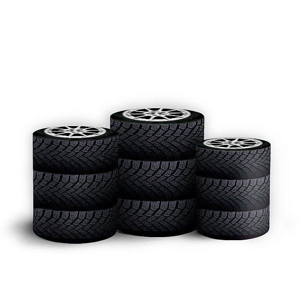 Trio Cilindro - Pneu - Sublimado 3D + Elástico