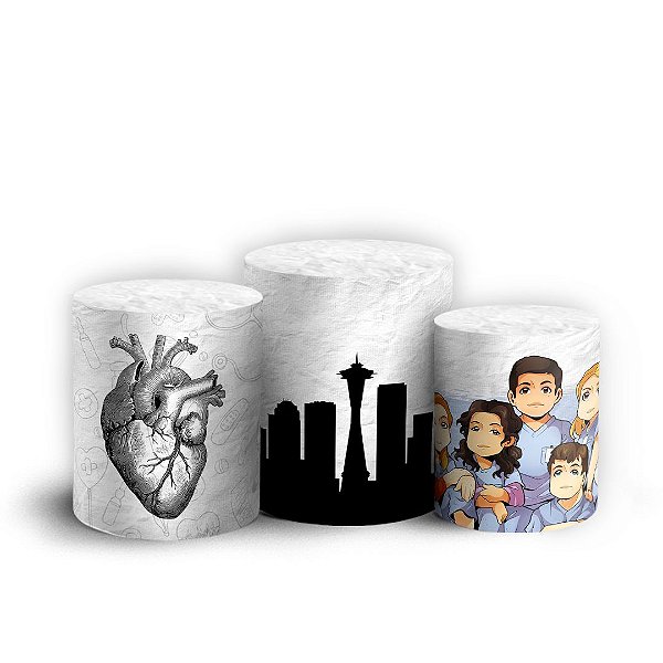 Trio Cilindro -  Grey's Anatomy - Sublimado 3D + Elástico