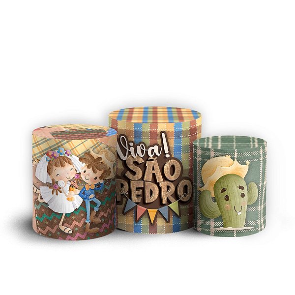 Trio Cilindro -  Festa Junina - Sublimado 3D + Elástico