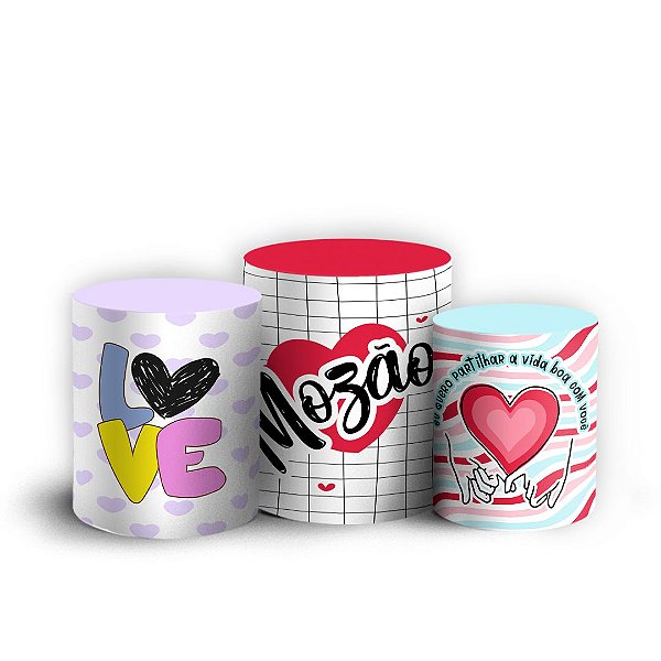 Trio Cilindro -  Dia dos Namorados - Sublimado 3D + Elástico