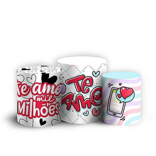 Trio Cilindro -  Dia dos Namorados - Sublimado 3D + Elástico