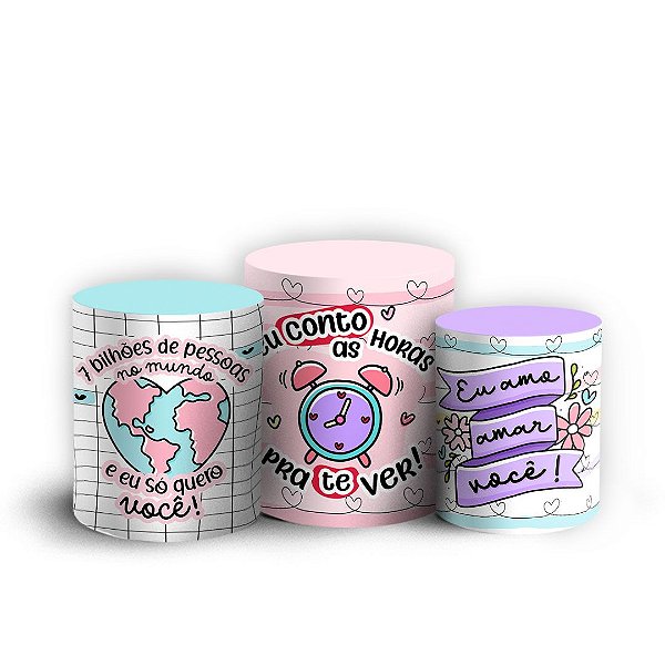 Trio Cilindro -  Dia dos Namorados - Sublimado 3D + Elástico