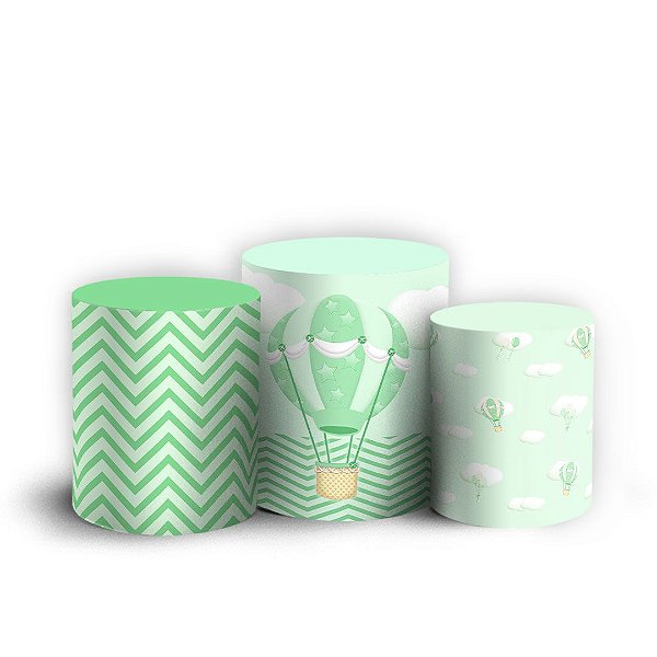 Trio Cilindro -  Ursinho Baloeiro Verde - Sublimado 3D + Elástico