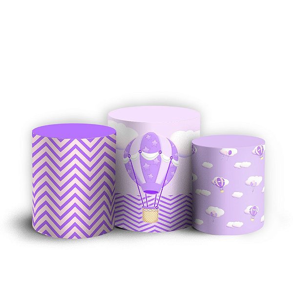 Trio Cilindro -  Ursinha Baloeira Lilás - Sublimado 3D + Elástico