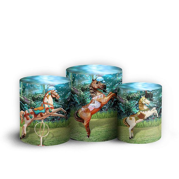 Trio Cilindro -  Carrossel - Sublimado 3D + Elástico